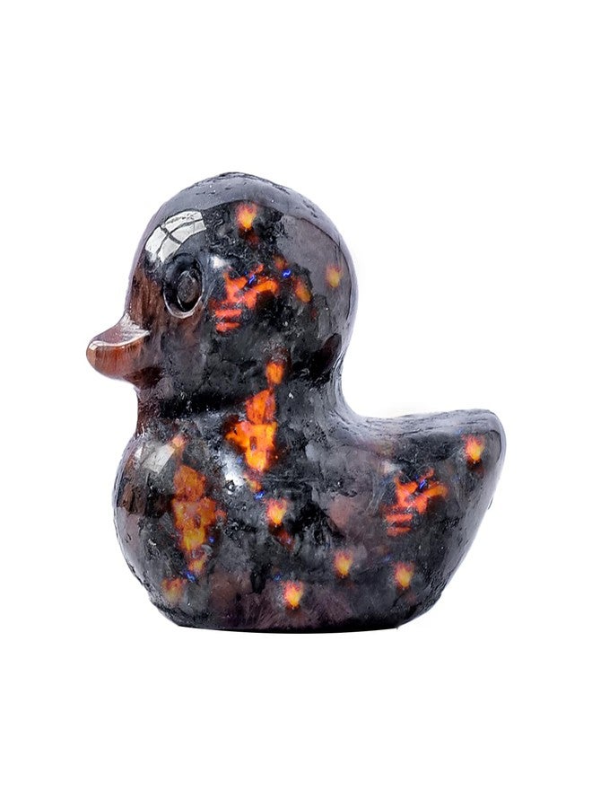 Runyangshi Crystal Duckling Statue Natural Flame Yooperlite Stone Figurine Crystal and Healing Stone Hand Carved Lucky Gemstone Sculpture Desk Decor Duck Lover Gift - Image 1